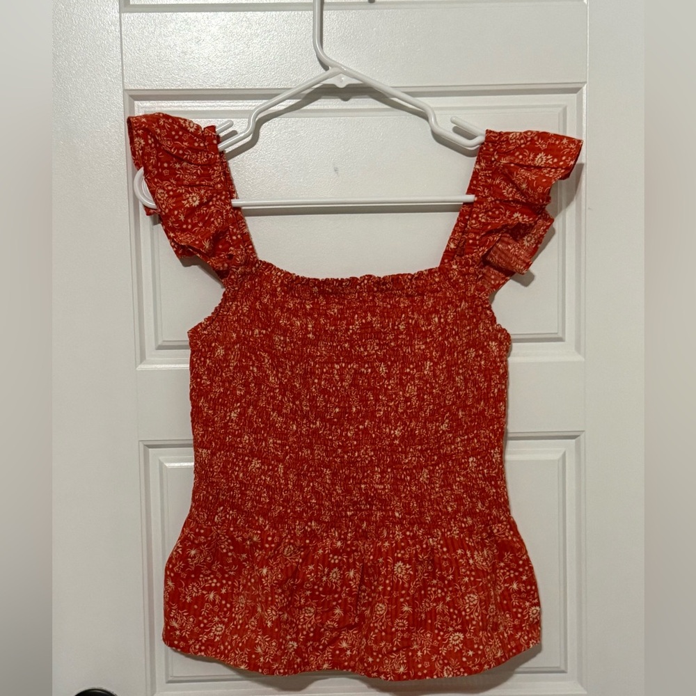 Madewell Floral Ruffle Strap Blouse